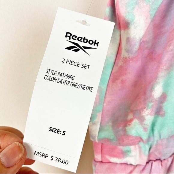 NWT Reebok Pink Mint Tie Dye Romper - Picture 4 of 4